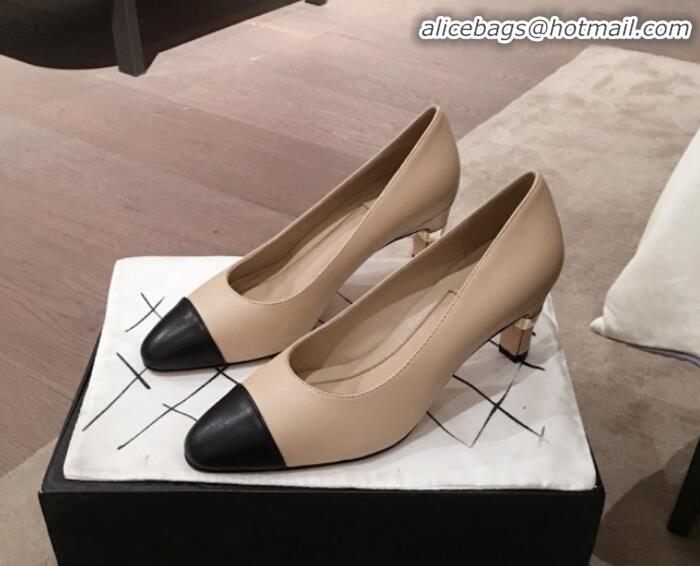 Charming Chanel Lambskin Pearl Heel Pumps G35112 Beige 2020