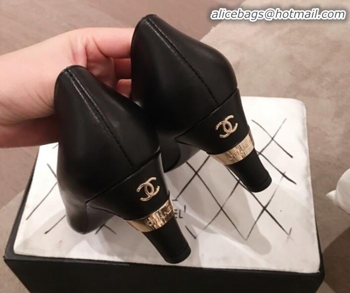 Top Design Chanel Lambskin Pearl Heel Pumps G35112 Black 2020