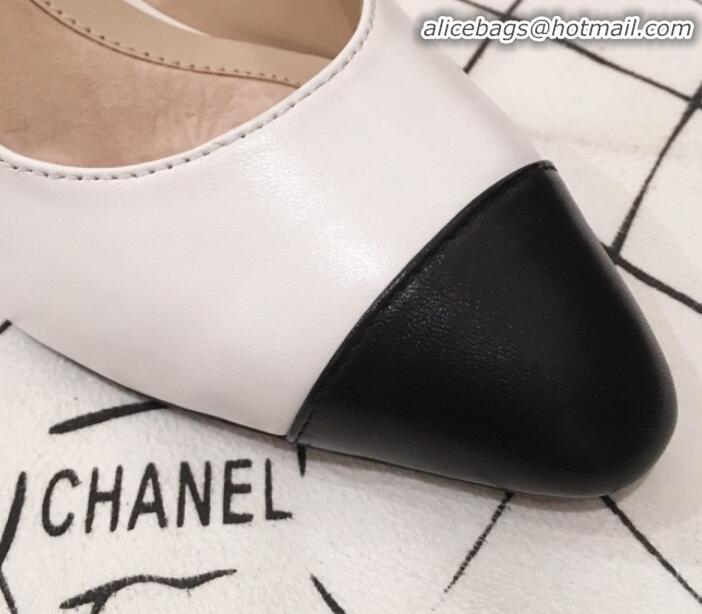 Good Looking Chanel Lambskin Pearl Heel Slingbacks Pumps G34597 White 2020