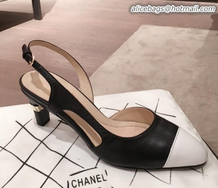 Top Quality Chanel Lambskin Pearl Heel Slingbacks Pumps G34597 Black 2020