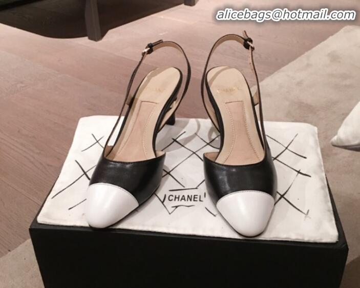 Top Quality Chanel Lambskin Pearl Heel Slingbacks Pumps G34597 Black 2020