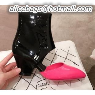 Good Taste Chanel Patent Calfskin Mary Jane Open Ankle Short Boots G35431 Pink/Black 