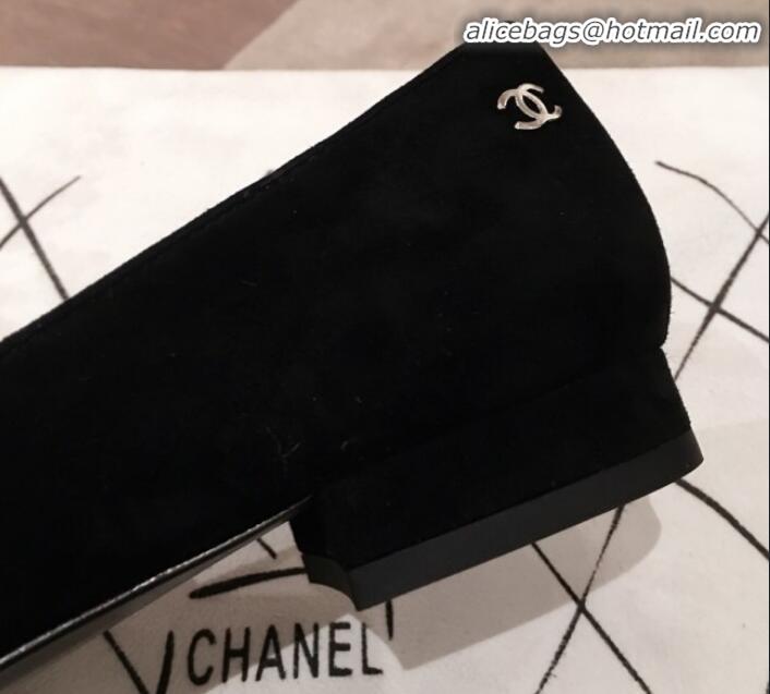 Stylish Chanel Suede Chain Flat Loafers G35164 Black 2020