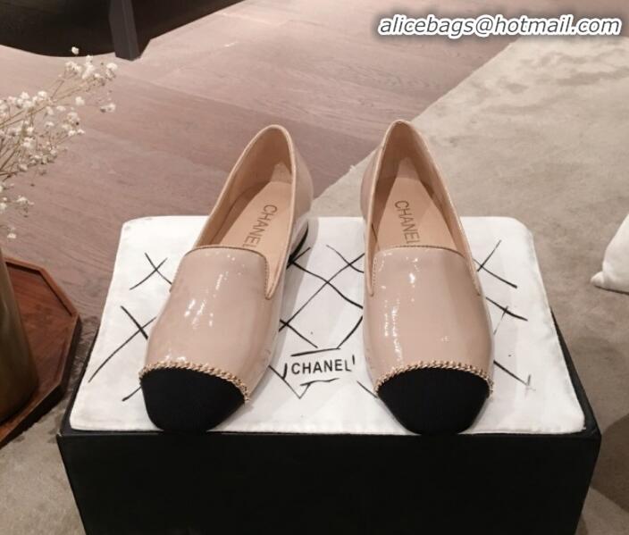 Grade Chanel Suede Chain Flat Loafers G35164 Nude 2020