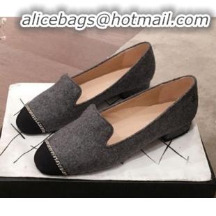 Shop Cheap Chanel Suede Chain Flat Loafers G35164 Gray 2020