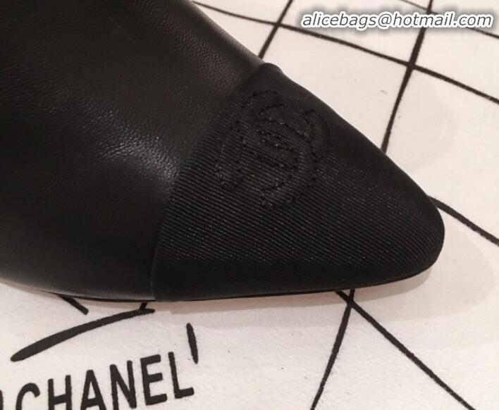 Modern Chanel Stitching Lambskin Heel Short Boots G11412 Black 2020