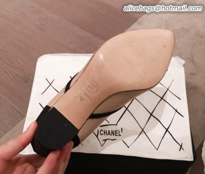 Cheap Price Chanel Stitching Lambskin Heel Short Boots G11412 Nude 2020