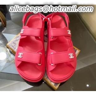 Expensive Chanel Strap Flat Sandals G11616 Red 2020