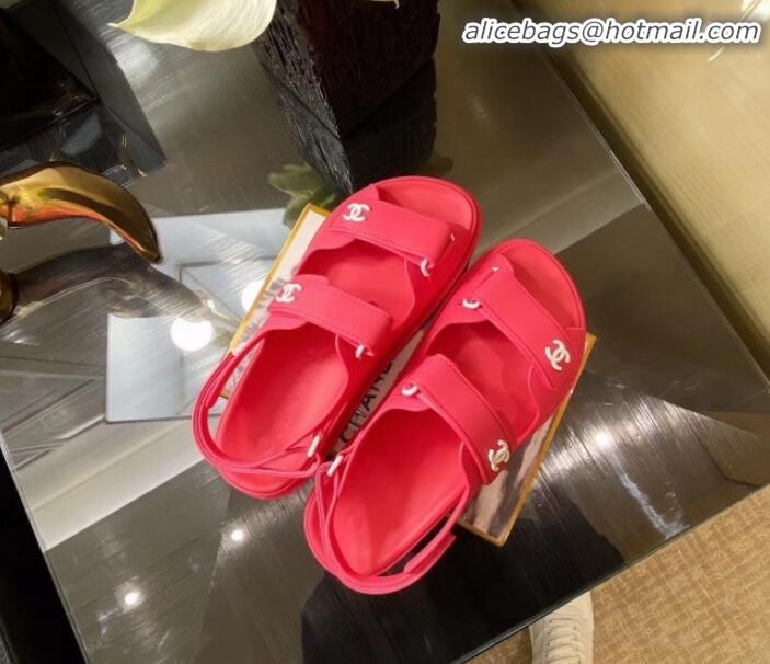 Expensive Chanel Strap Flat Sandals G11616 Red 2020