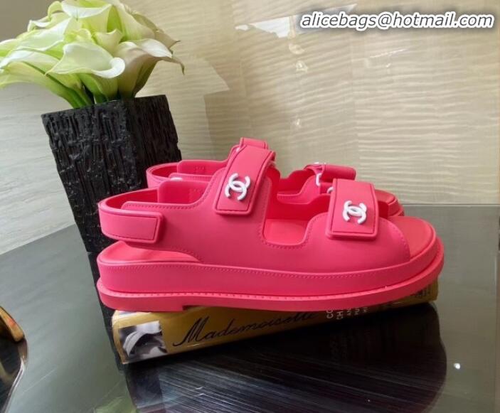 Expensive Chanel Strap Flat Sandals G11616 Red 2020