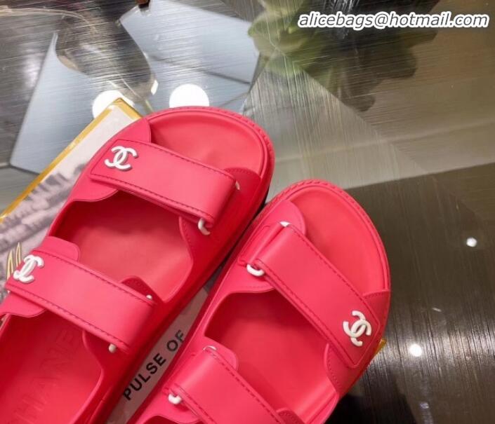 Expensive Chanel Strap Flat Sandals G11616 Red 2020