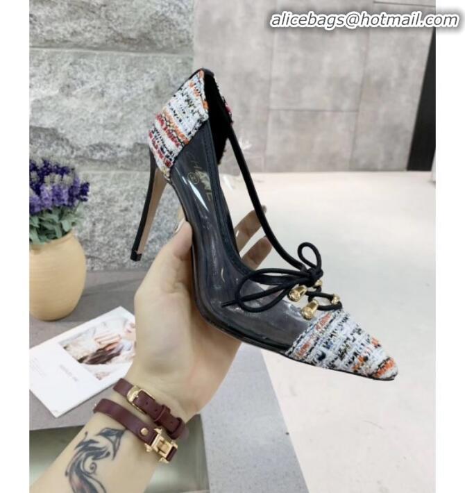 Grade Chanel Tweed Transparent Lace-up High-Heel Pumps G11623 Multicolor 2020