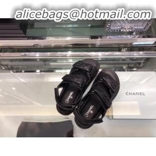 Grade Quality Chanel Quilted Strap Flat Sandals G3445 Black 2020