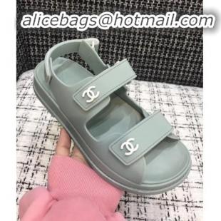 Top Grade Chanel Strap Flat Sandals G3445 Green 2020