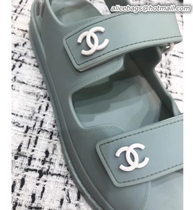 Top Grade Chanel Strap Flat Sandals G3445 Green 2020