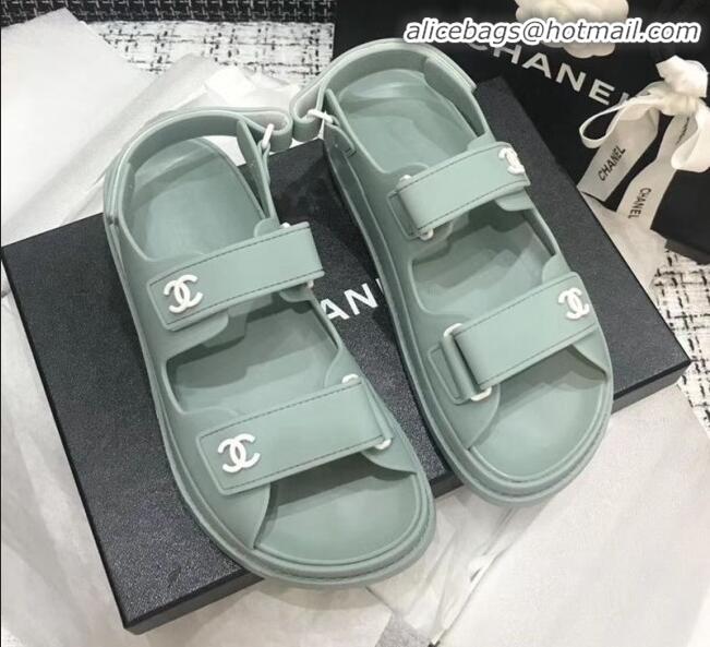 Top Grade Chanel Strap Flat Sandals G3445 Green 2020