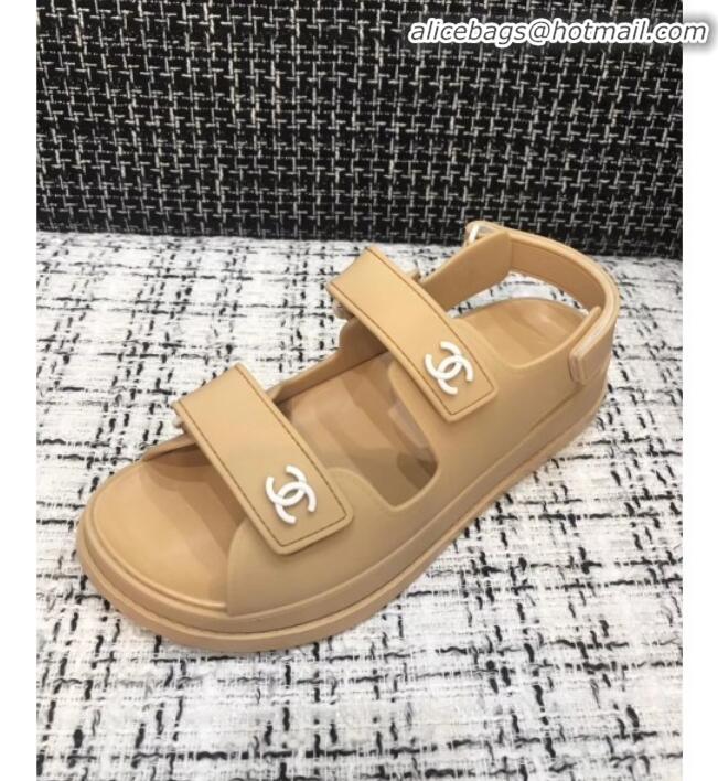 Low Cost Chanel Strap Flat Sandals G3445 Beige 2020