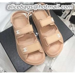 Classic Designer Chanel Strap Flat Sandals G3445 Nude 2020