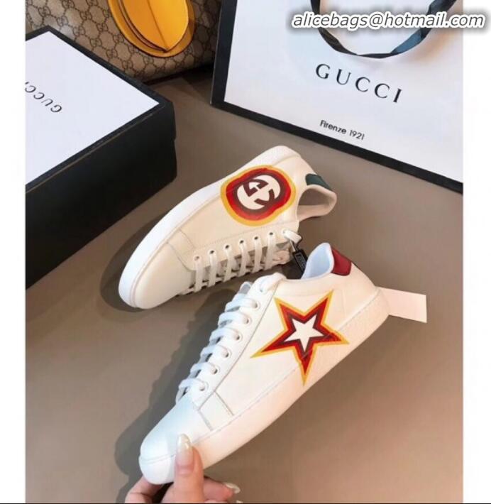 Classic Practical Gucci Ace Sneaker with Mickey Mouse White G71606