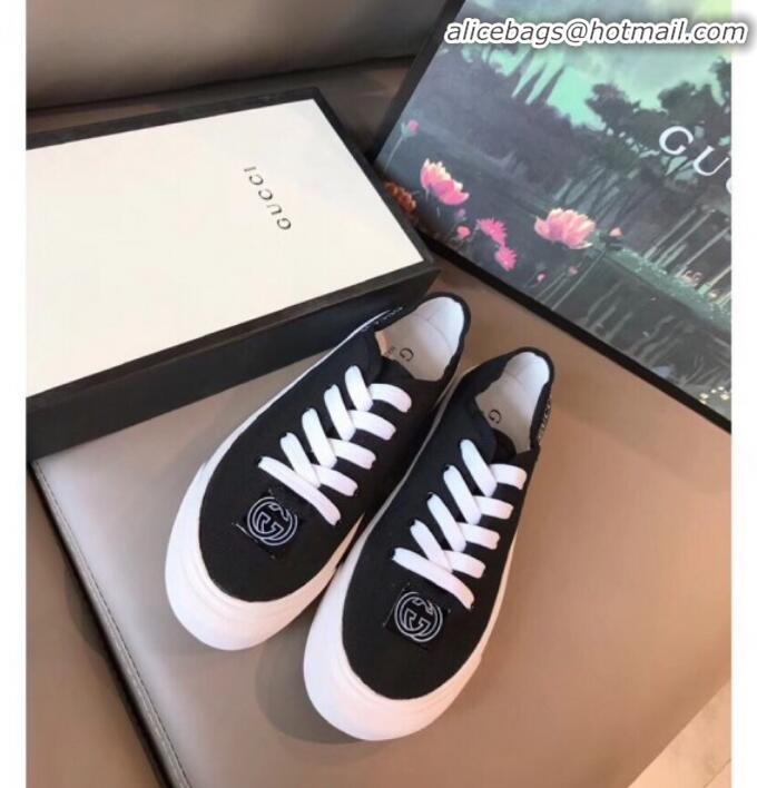 Discount Gucci GG Label Canvas Platform Sneakers Black G71608