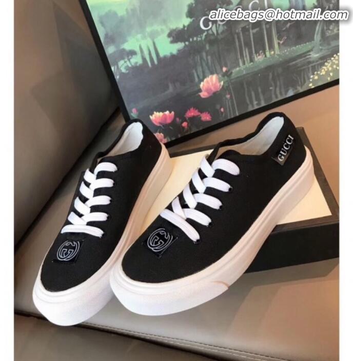 Discount Gucci GG Label Canvas Platform Sneakers Black G71608