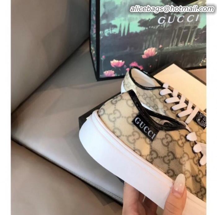 Grade Design Gucci GG Label Canvas Platform Sneakers G71609 Khaki 