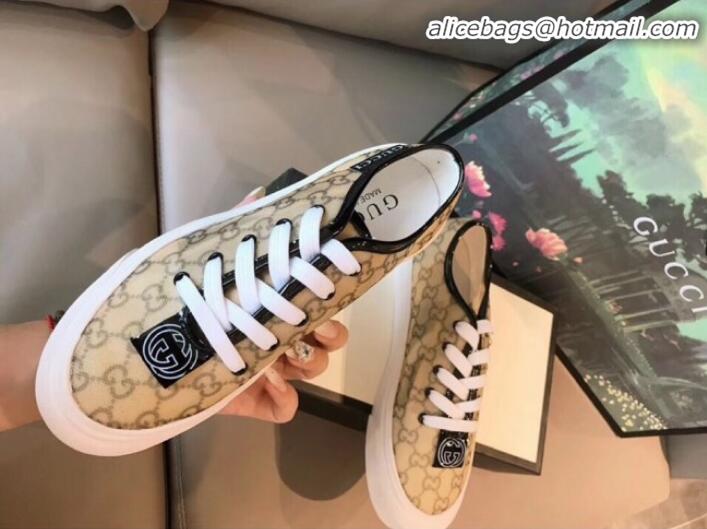 Grade Design Gucci GG Label Canvas Platform Sneakers G71609 Khaki 