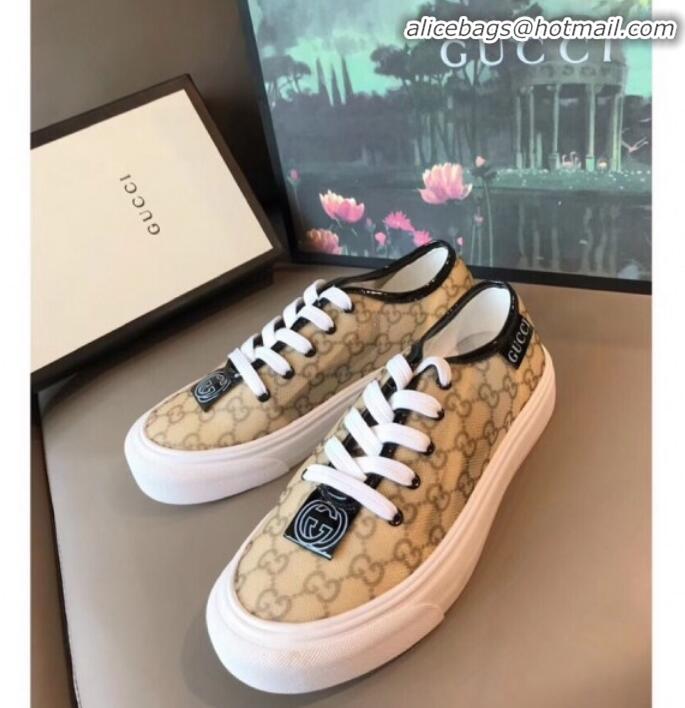 Grade Design Gucci GG Label Canvas Platform Sneakers G71609 Khaki 