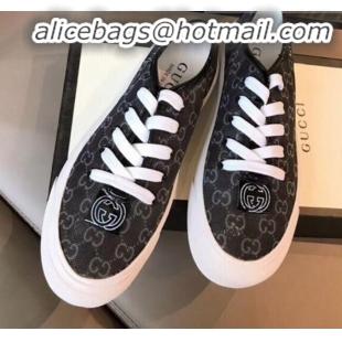 Good Quality Gucci GG Label Canvas Platform Sneakers G71609 Black