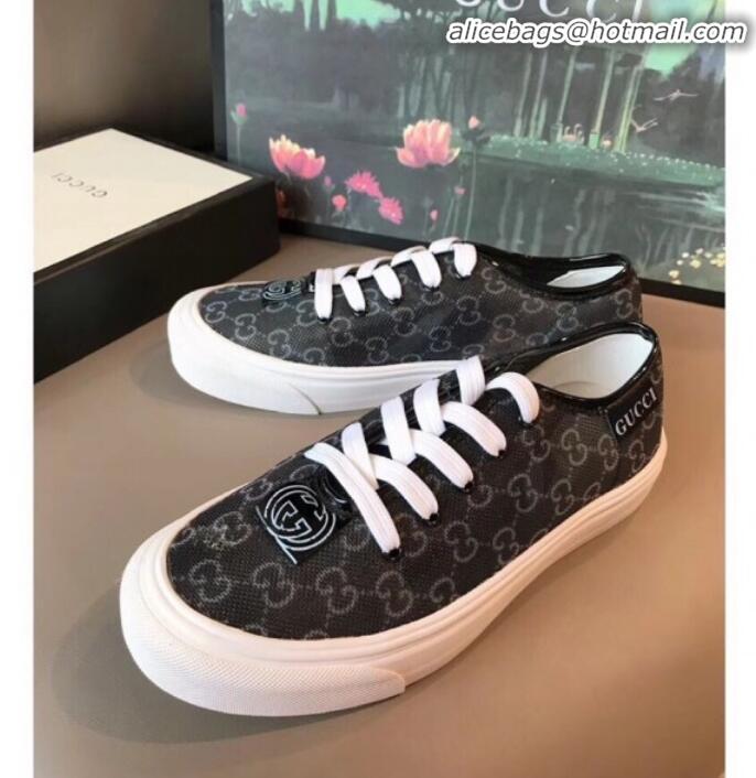 Good Quality Gucci GG Label Canvas Platform Sneakers G71609 Black