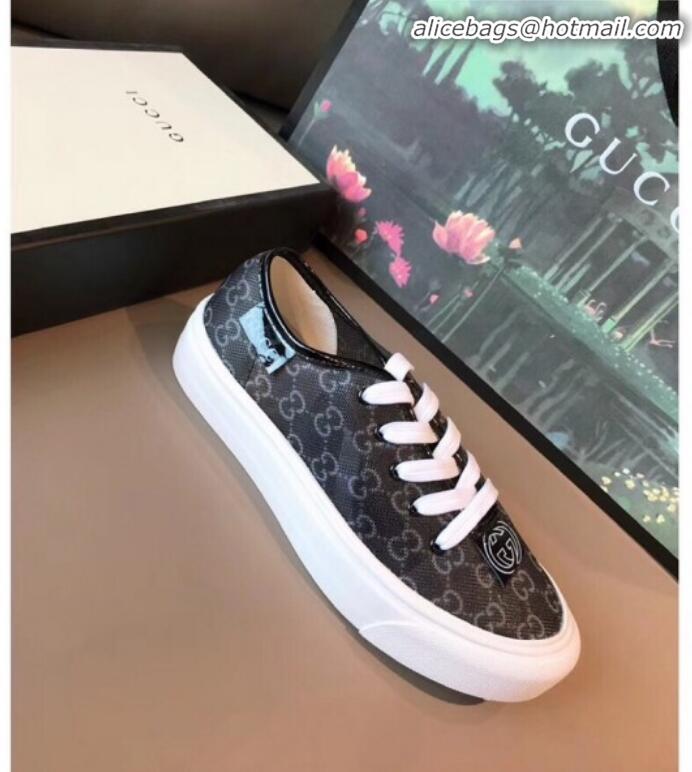 Good Quality Gucci GG Label Canvas Platform Sneakers G71609 Black