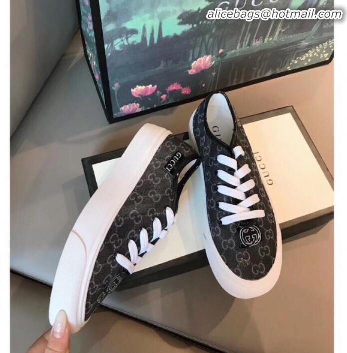 Good Quality Gucci GG Label Canvas Platform Sneakers G71609 Black