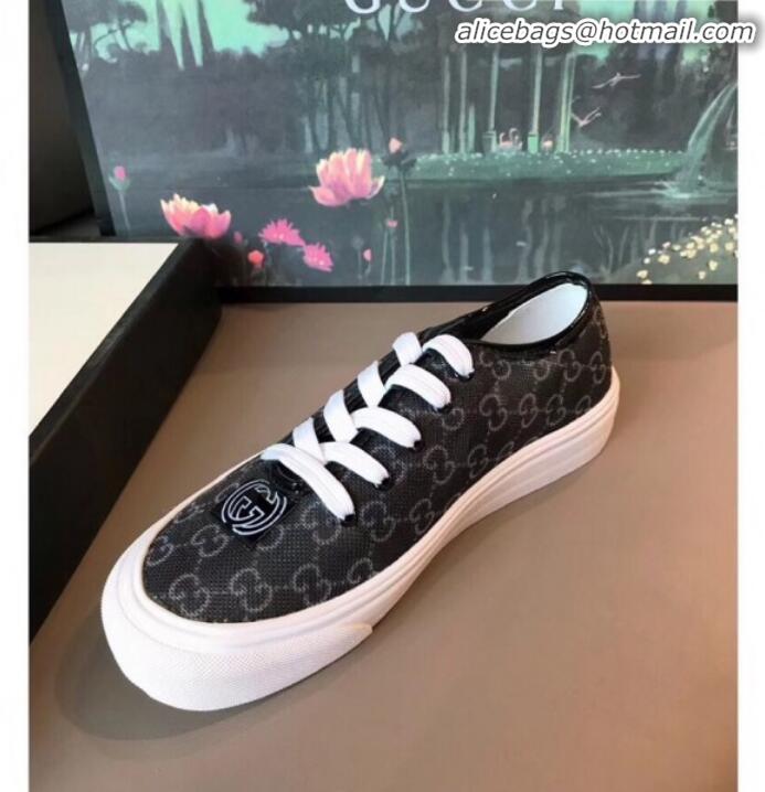 Good Quality Gucci GG Label Canvas Platform Sneakers G71609 Black