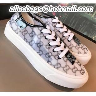 Classic Hot Gucci GG Label Canvas Platform Sneakers G71609 White