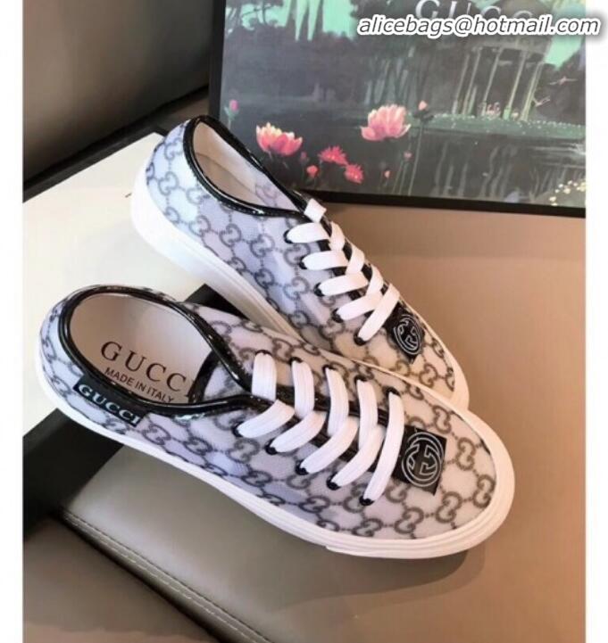 Classic Hot Gucci GG Label Canvas Platform Sneakers G71609 White