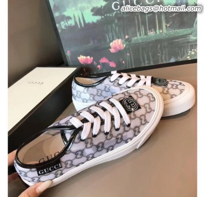 Classic Hot Gucci GG Label Canvas Platform Sneakers G71609 White