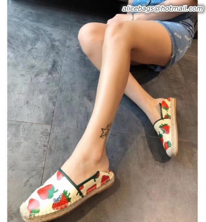 Unique Style Gucci Lambskin Gucci Strawberry Espadrilles G71615