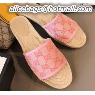 Best Price Gucci GG Canvas Espadrilles Slide Sandals G71619 Pink