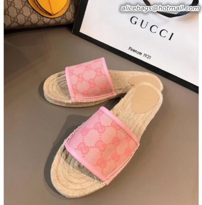 Best Price Gucci GG Canvas Espadrilles Slide Sandals G71619 Pink