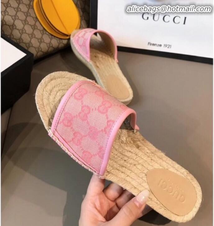 Best Price Gucci GG Canvas Espadrilles Slide Sandals G71619 Pink