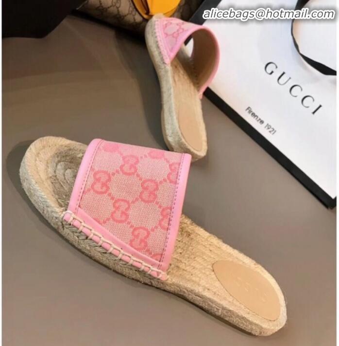 Best Price Gucci GG Canvas Espadrilles Slide Sandals G71619 Pink