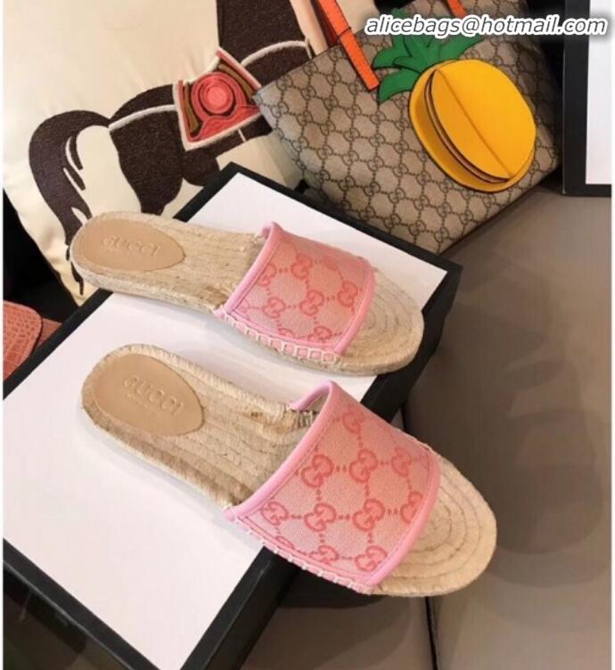 Best Price Gucci GG Canvas Espadrilles Slide Sandals G71619 Pink