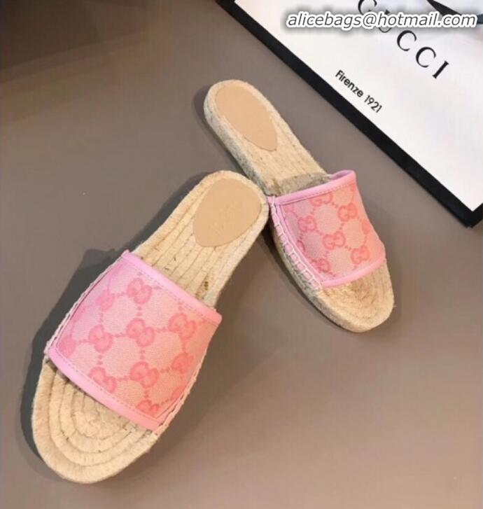 Best Price Gucci GG Canvas Espadrilles Slide Sandals G71619 Pink