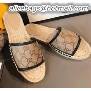 Pretty Style Gucci GG Canvas Espadrilles Slide Sandals G71619 Coffee