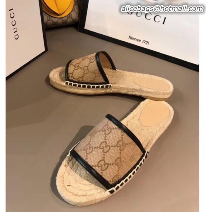 Pretty Style Gucci GG Canvas Espadrilles Slide Sandals G71619 Coffee