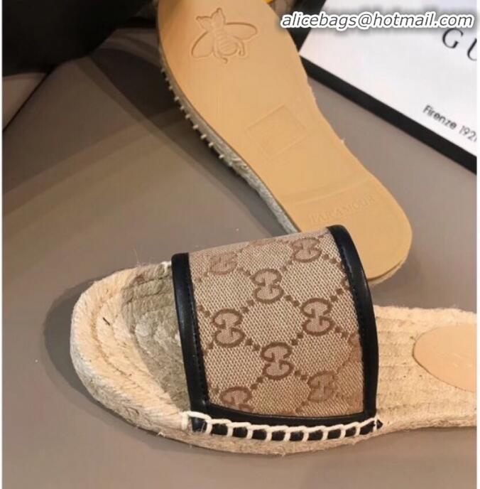 Pretty Style Gucci GG Canvas Espadrilles Slide Sandals G71619 Coffee