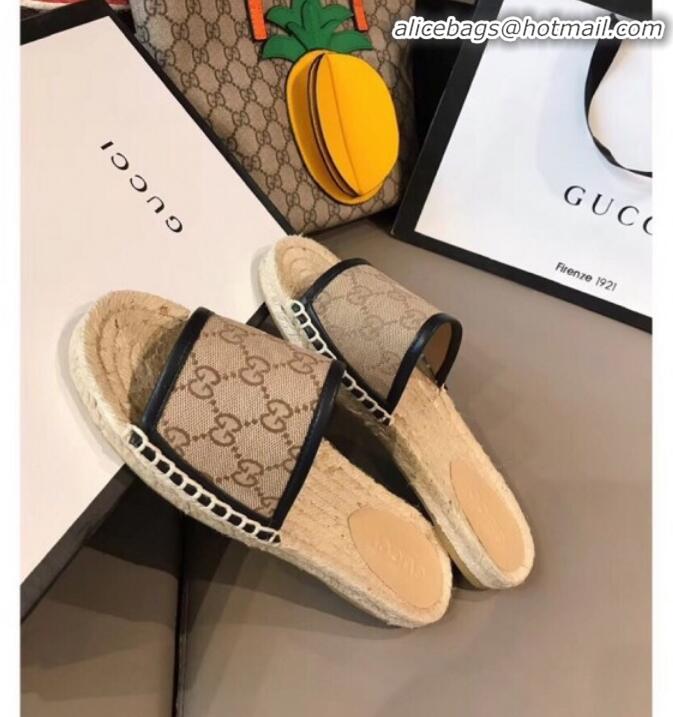 Pretty Style Gucci GG Canvas Espadrilles Slide Sandals G71619 Coffee