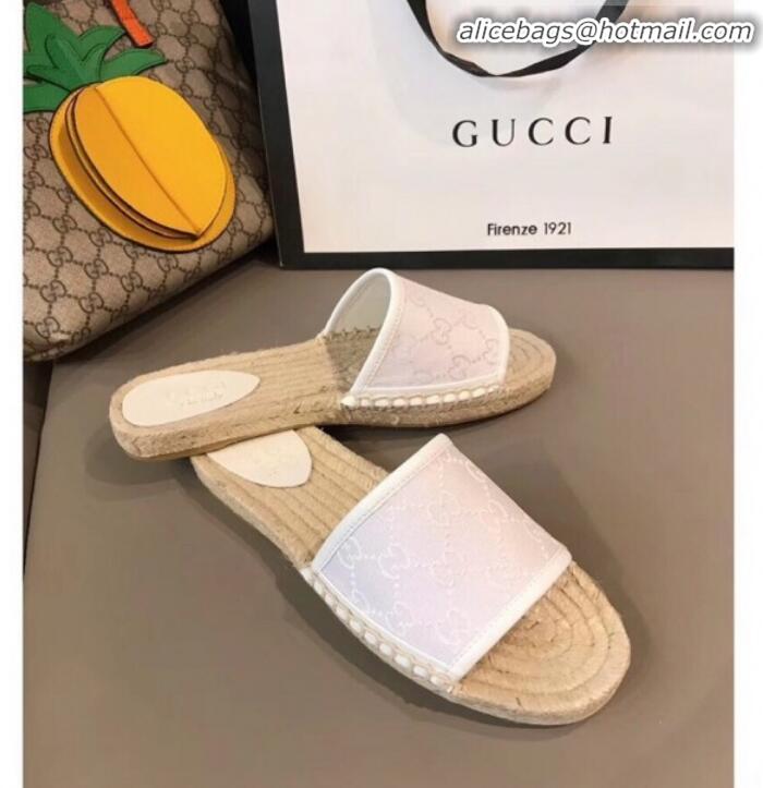 Trendy Design Gucci GG Canvas Espadrilles Slide Sandals G71619 White