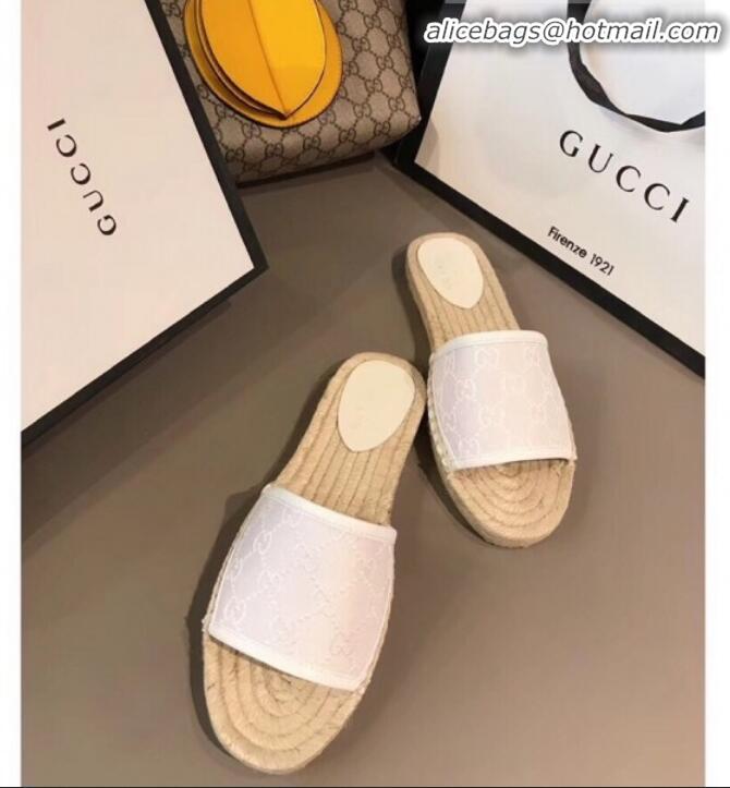 Trendy Design Gucci GG Canvas Espadrilles Slide Sandals G71619 White