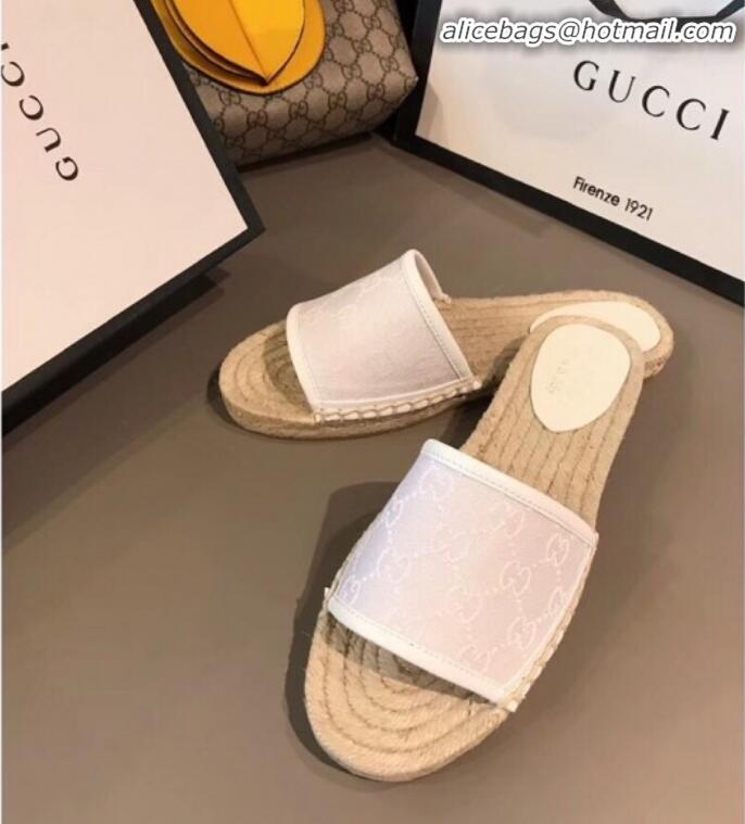 Trendy Design Gucci GG Canvas Espadrilles Slide Sandals G71619 White